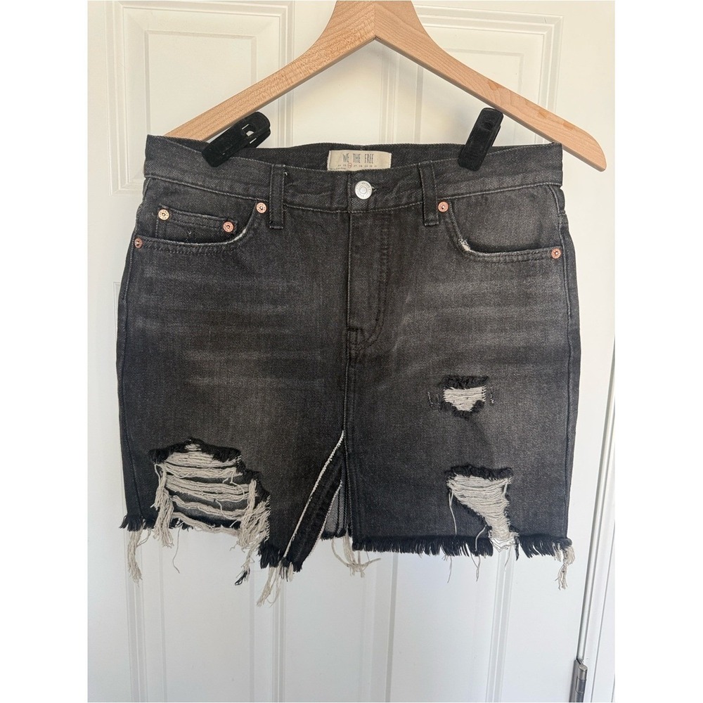 We The Free Black Denim Skirt